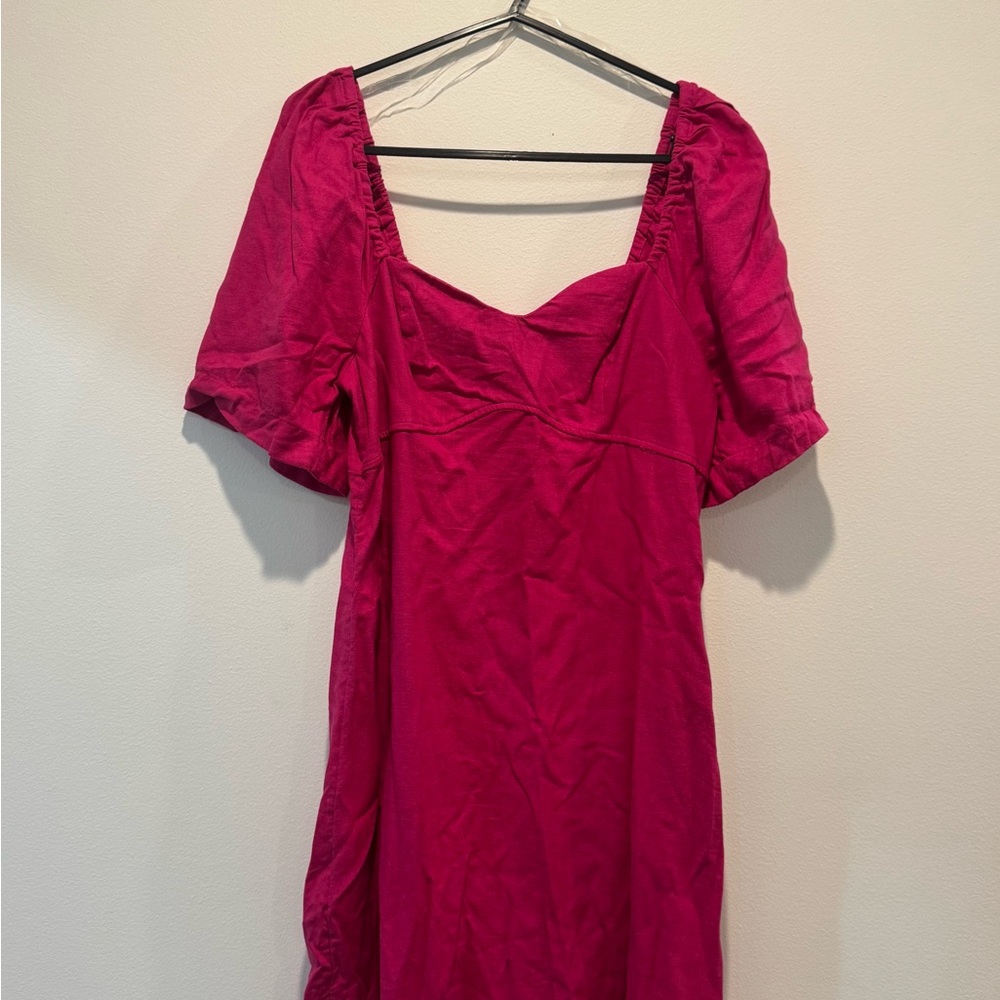 A New Day Pink Puff Sleeve Sundress